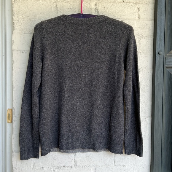 J. Crew grey color blocked crew neck sweater with shoulder/side seam zippers - Picture 6 of 10